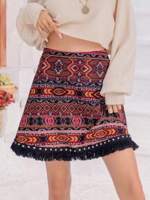 Eclectic Elegance: Slim Tassel Layered Women’s Skirt