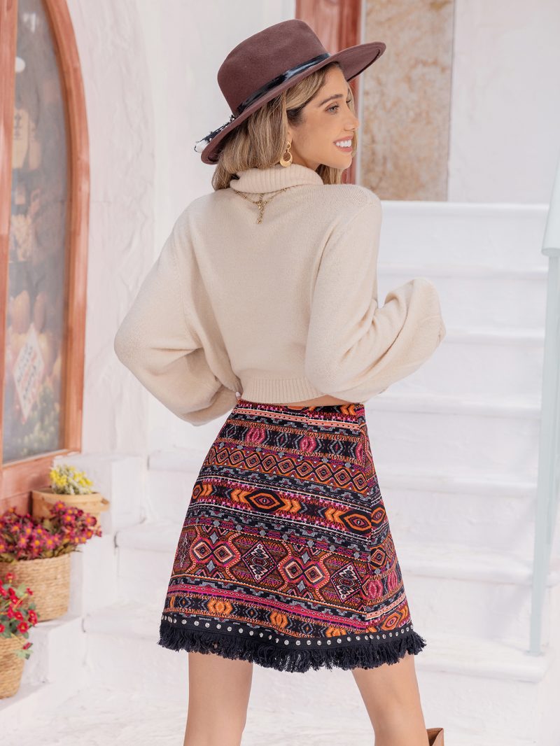 Eclectic Elegance: Slim Tassel Layered Women's Skirt - Image 5
