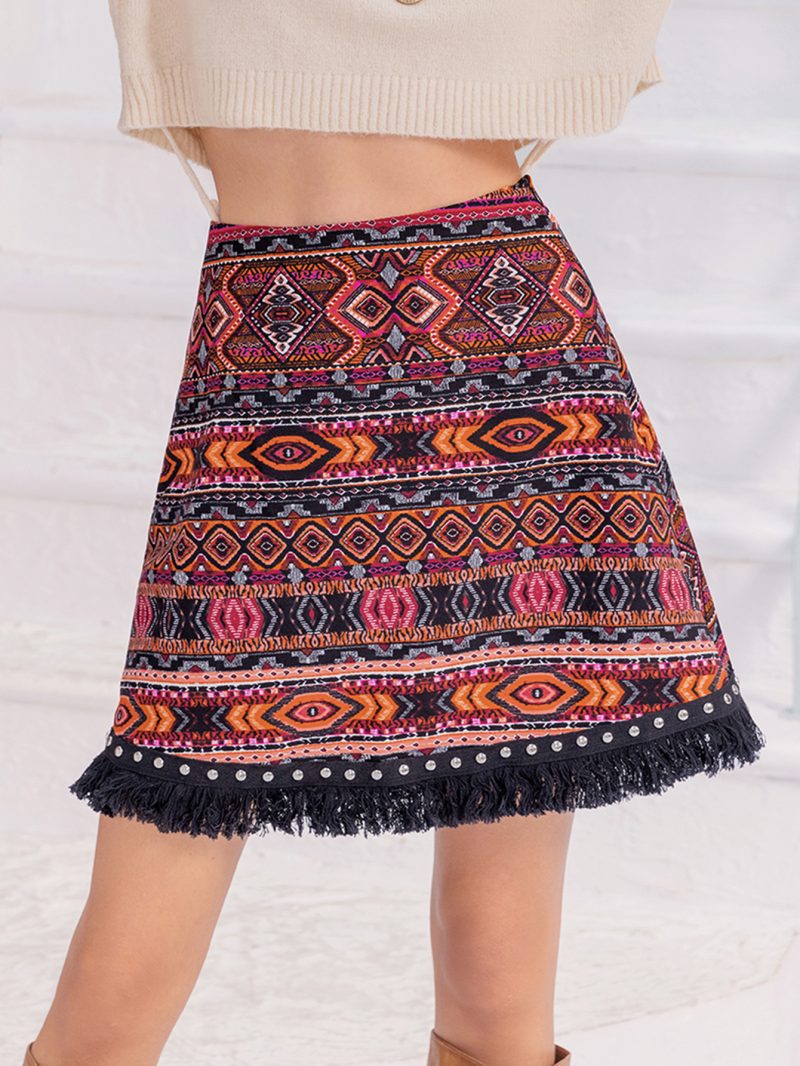 Eclectic Elegance: Slim Tassel Layered Women's Skirt - Image 7