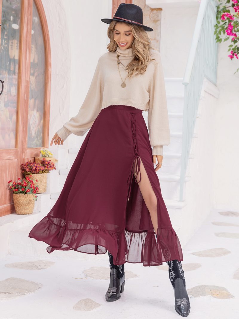 Mixed Batch Tie Slit Sheath Skirt - Image 3
