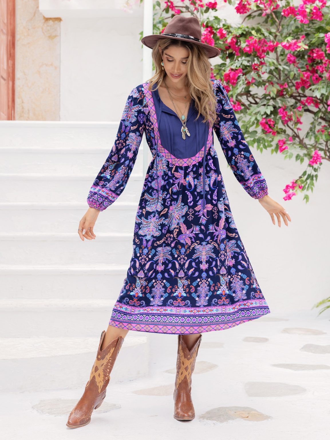 Women's Printed Loose A-Line Dress - Image 2