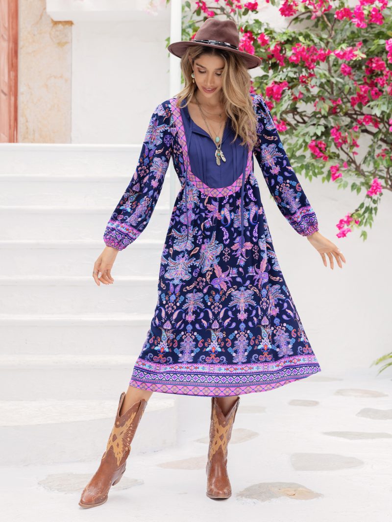 Women's Printed Loose A-Line Dress - Image 2