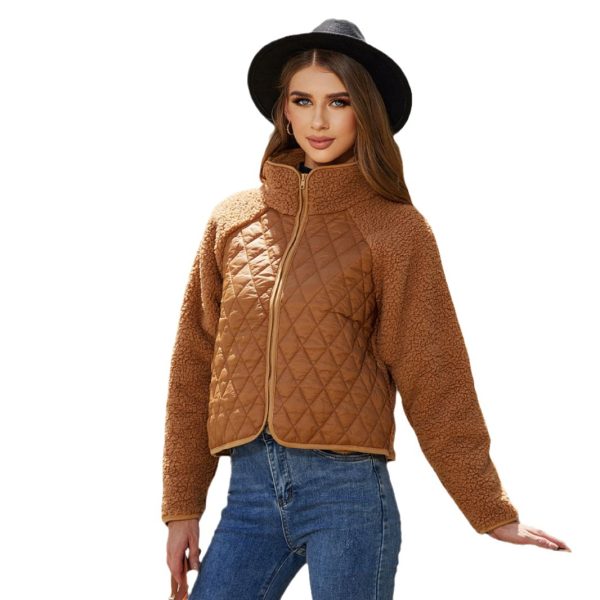 Zipper Plush Stitching Cardigan Coat - Image 4