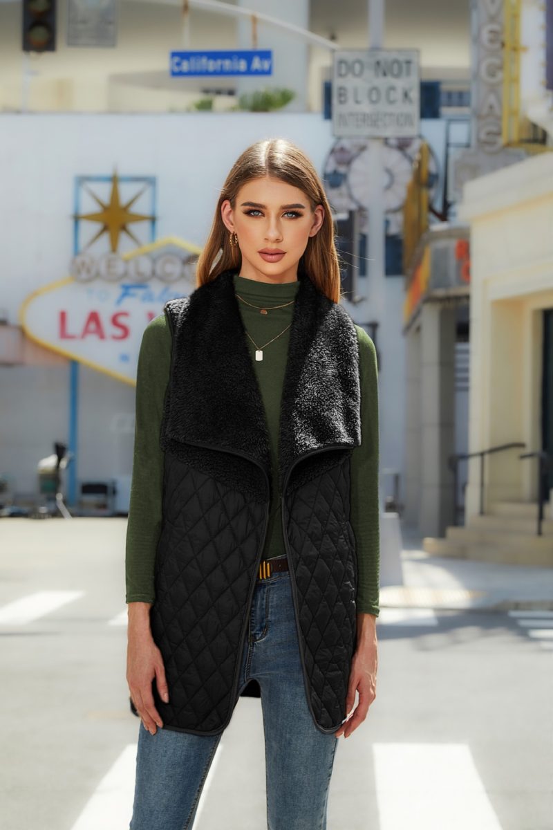 All-Match Plush Stitching Sleeveless Cardigan - Image 6