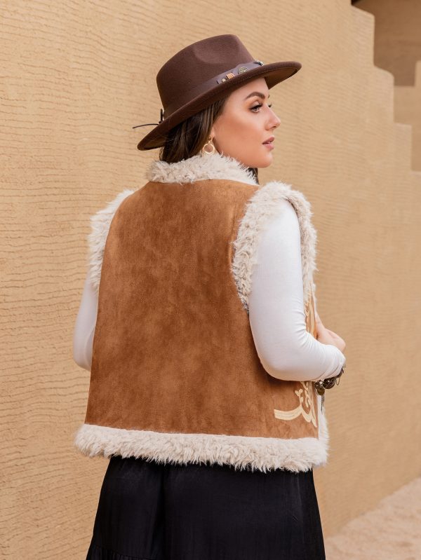 Cozy Elegance: Plus Size Autumn Winter Velvet Fur Collar Jacket - Image 4