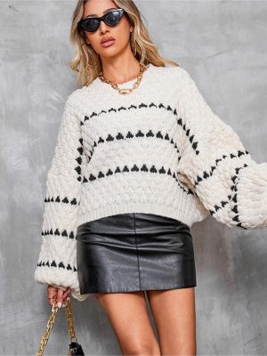 Striped Round Neck Pullover Sweater