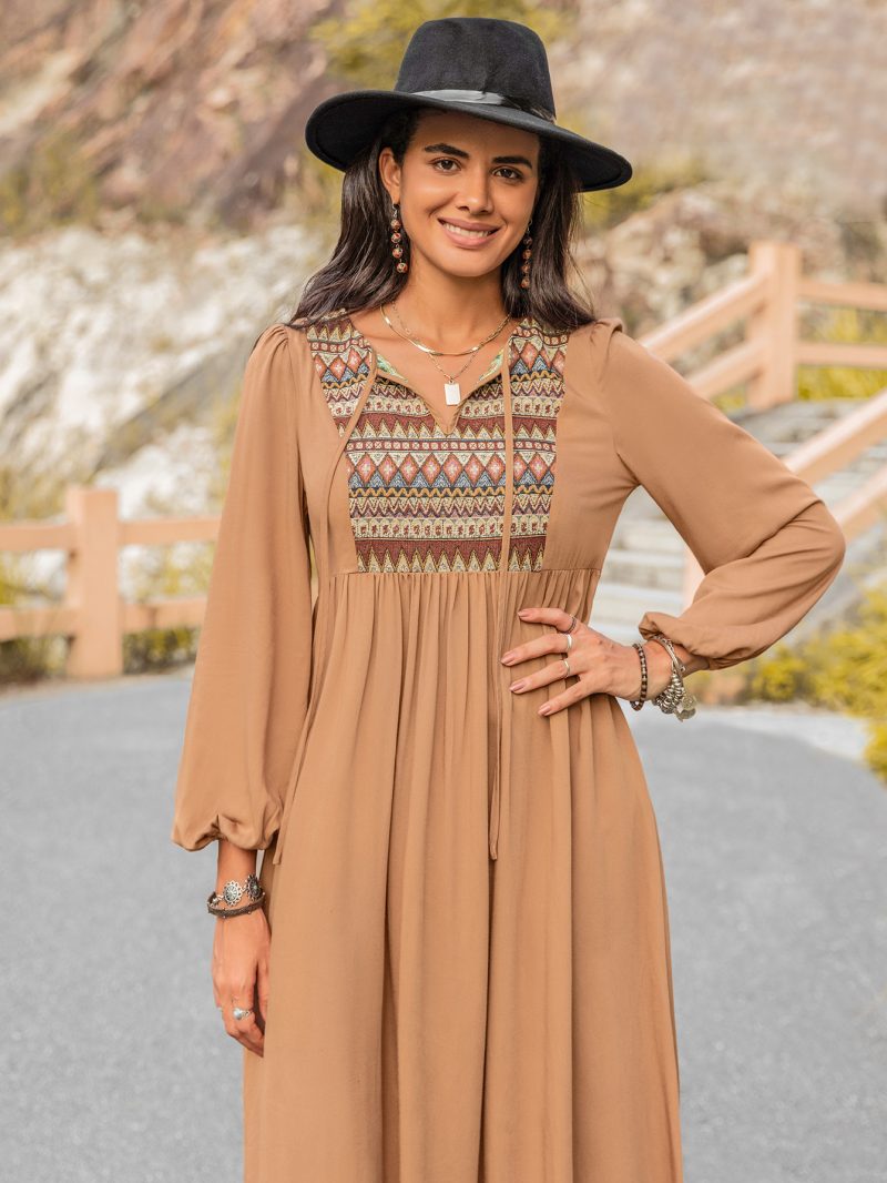 Timeless Elegance: Middle East-inspired Long Sleeve Solid Color Dress for Autumn - Image 3