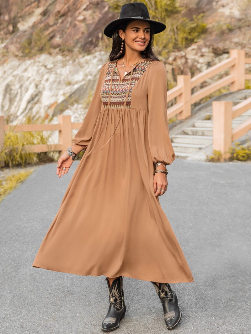 Timeless Elegance: Middle East-inspired Long Sleeve Solid Color Dress for Autumn - Image 4
