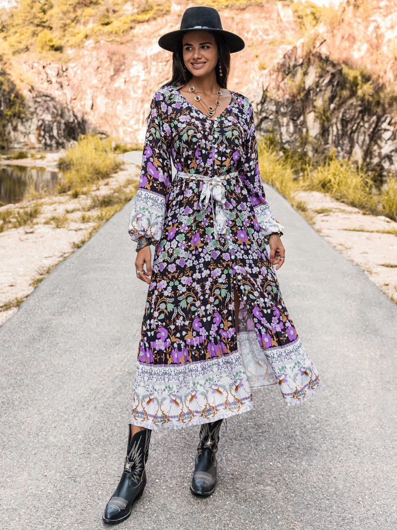 Floral Splendor: Embrace Autumn with our Long Sleeve Floral Dress for Women - Image 4