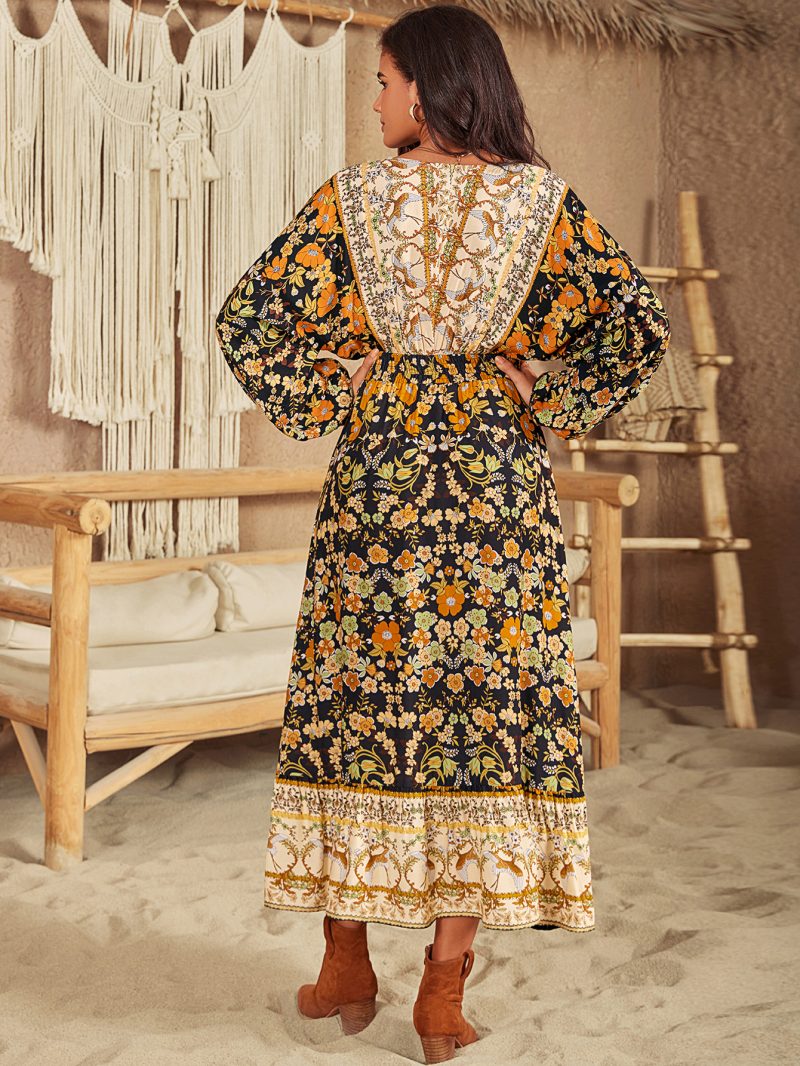 Autumn/Winter Batch V-Neck Printed Pattern Dress Collection - Image 7