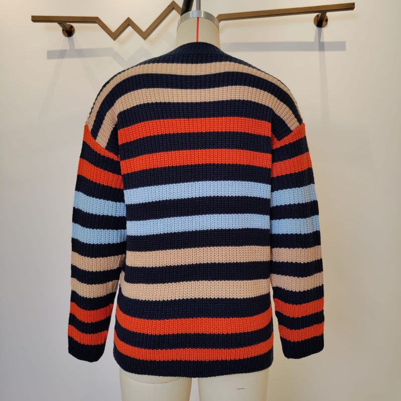 Contrast Color Striped Office Sweater - Image 2