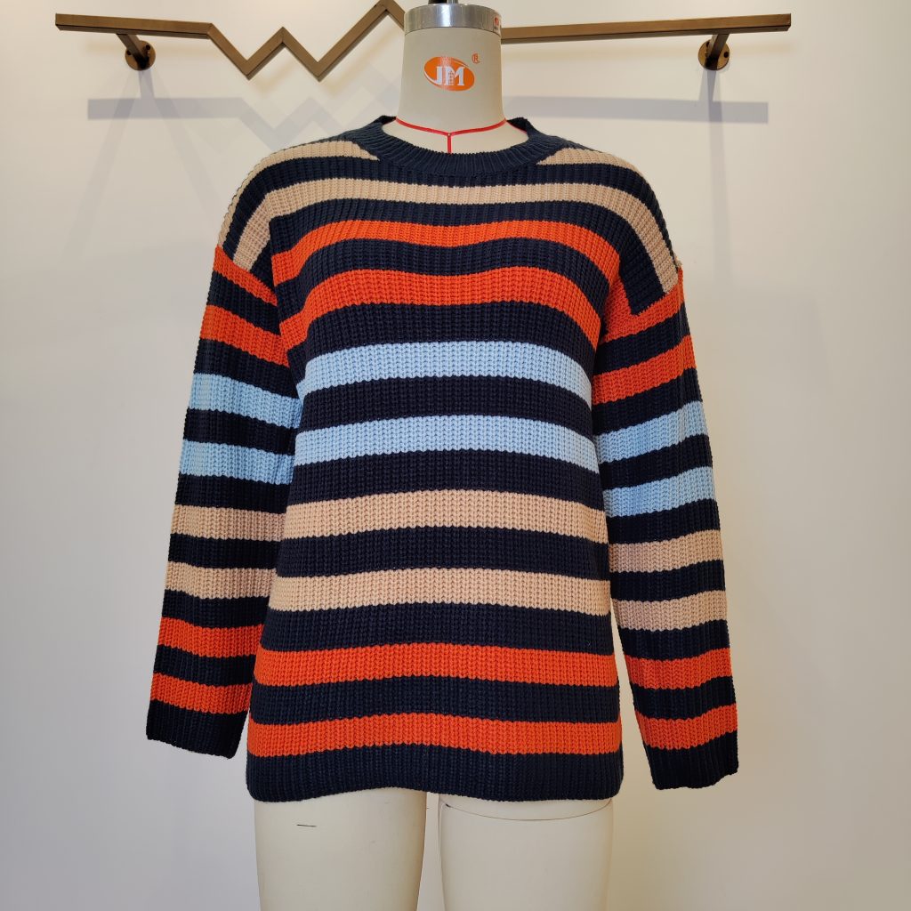 Contrast Color Striped Office Sweater - Image 3