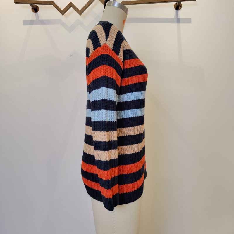 Contrast Color Striped Office Sweater - Image 5
