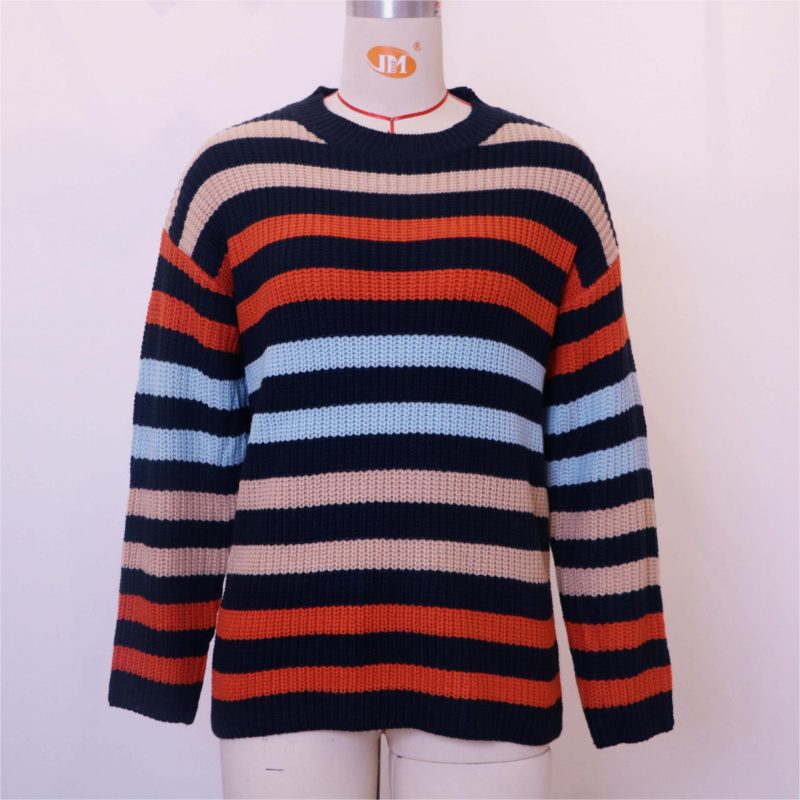Contrast Color Striped Office Sweater - Image 6