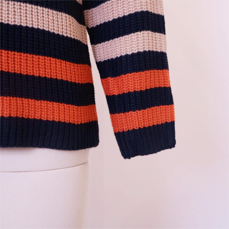 Contrast Color Striped Office Sweater - Image 8