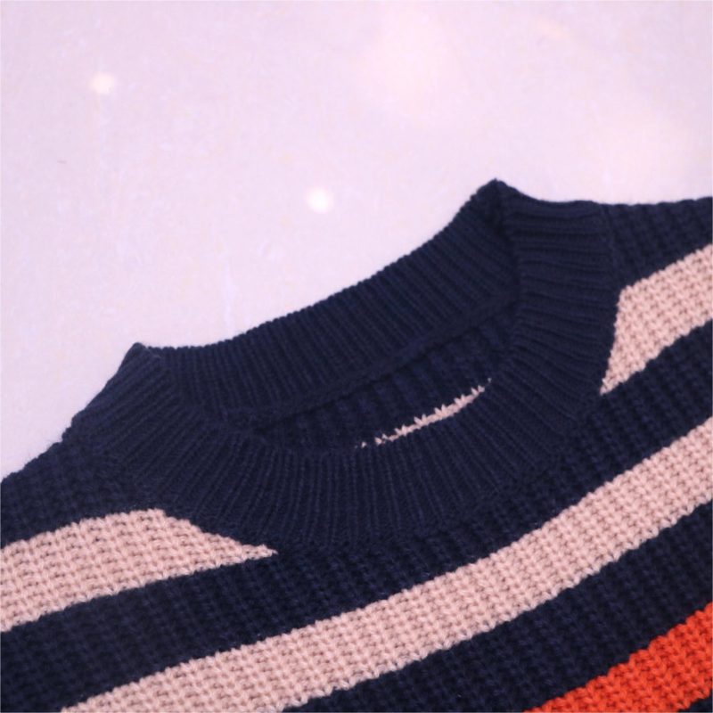 Contrast Color Striped Office Sweater - Image 10