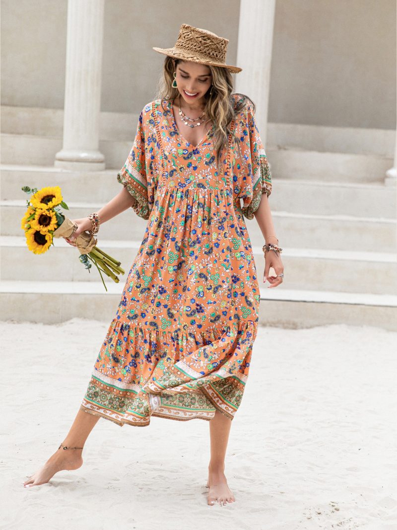 Boho Bliss: Loose Vacation Printing Women's Dress - Image 3