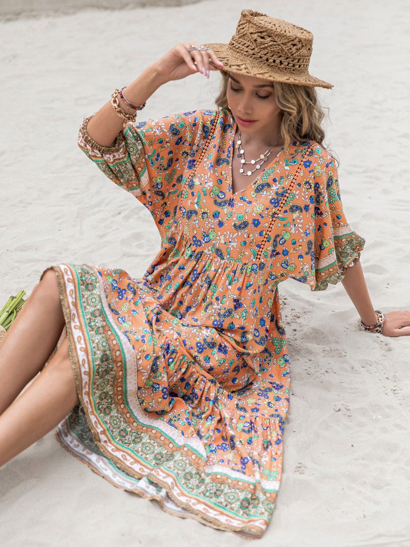 Boho Bliss: Loose Vacation Printing Women's Dress - Image 4