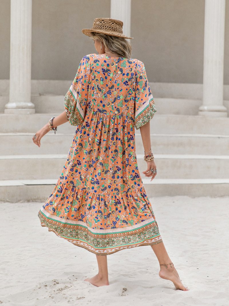Boho Bliss: Loose Vacation Printing Women's Dress - Image 5