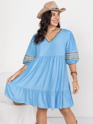 V-Neck Plus Size Dress