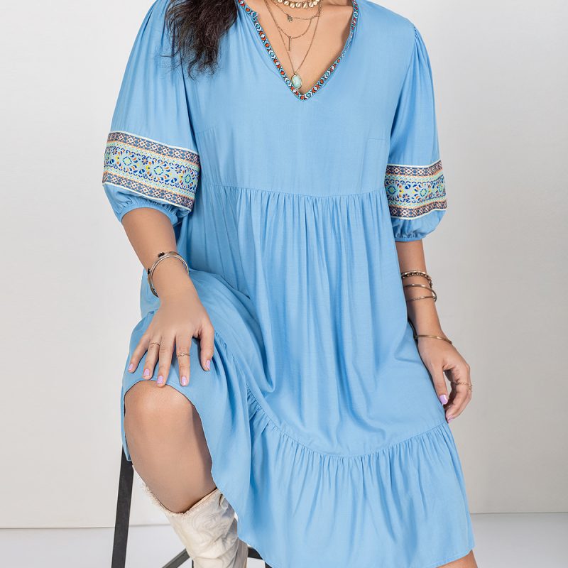 V-Neck Plus Size Dress - Image 2