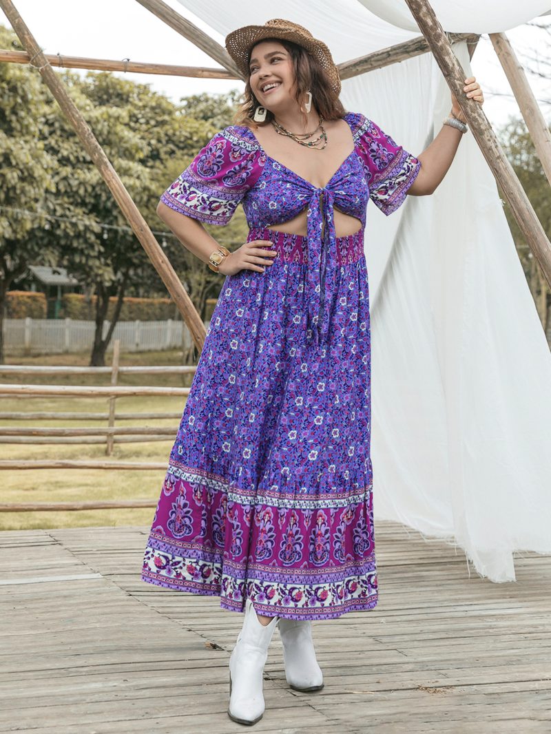 Bold Elegance: Plus Size Sexy Print Slim Purple Dress for Women - Image 2