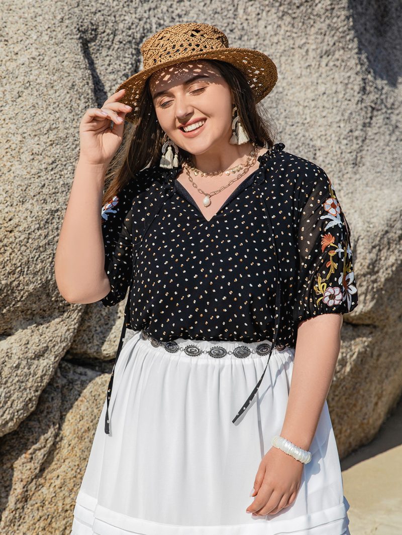 Plus Size Polka Dot Fancy Shirt for Effortless Style on Any Occasion - Image 3