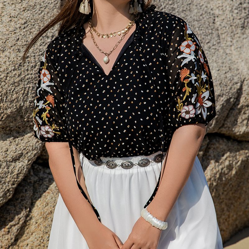 Plus Size Polka Dot Fancy Shirt for Effortless Style on Any Occasion - Image 4