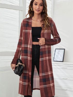 Plaid Leopard Knit Cardigan