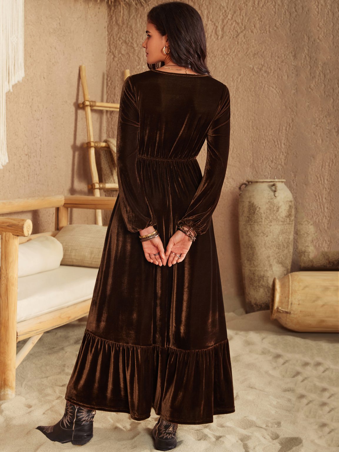 Slim-Fit Fleece Dress for Cozy Autumn-Winter Style - Image 6