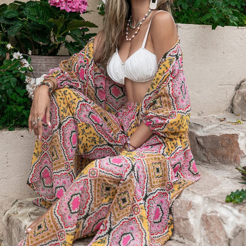 Comfort Chic: Elastic Waist Wide-Leg Pants 2-Piece Set - Image 5