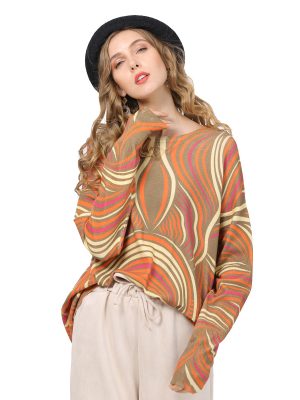 Autumn/Winter Printed Plus Size Loose Pullover Sweater