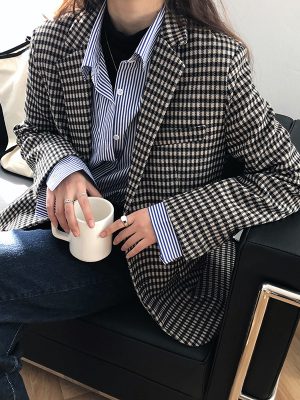 Korean Retro Plaid Blazer