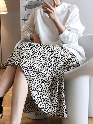 Satin Leopard Print Skirt