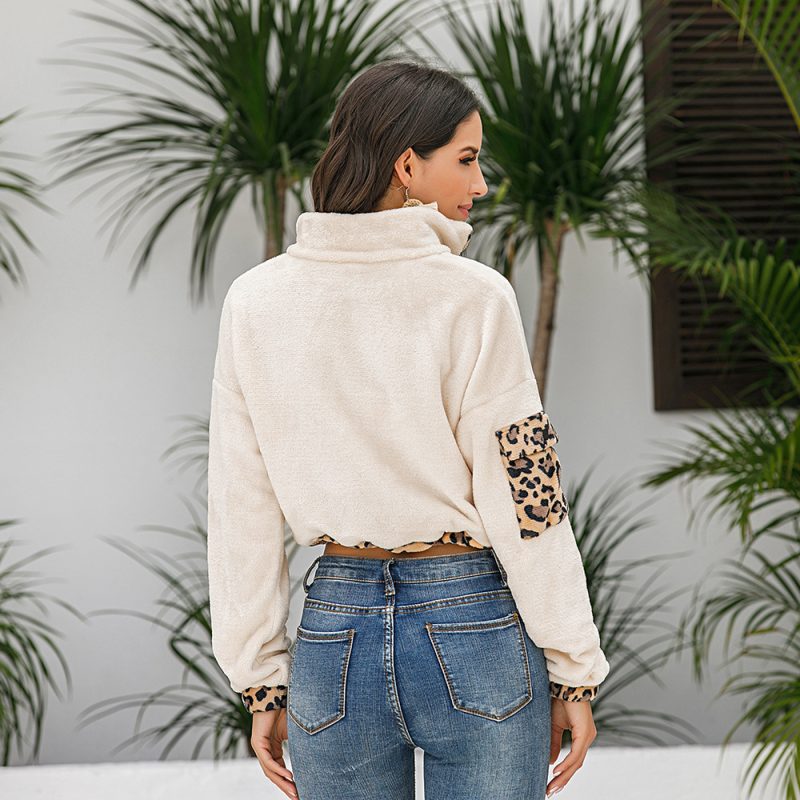 Leopard Print Drawstring Sweatshirt for Women - Image 6
