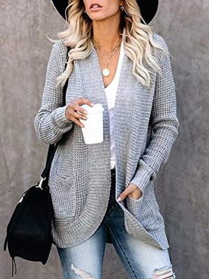 Curved Placket Pocket Cardigan