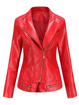 Faux Leather Thin Coat for Women – Ideal for Spring and Autumn