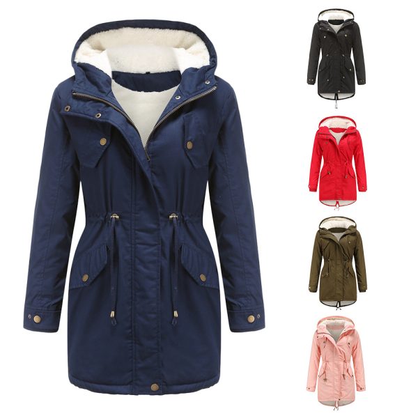 New Solid Color Hooded Cotton-Padded Coat for Women - Image 3