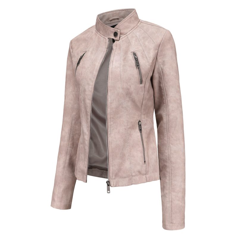 Popular Short Leather Jacket for Women - Image 4