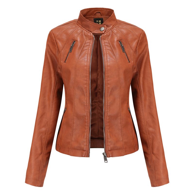 Popular Short Leather Jacket for Women - Image 5