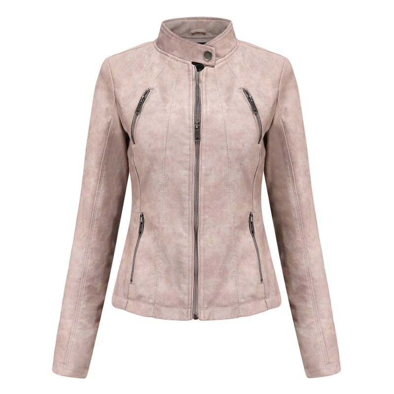 Popular Short Leather Jacket for Women - Image 3
