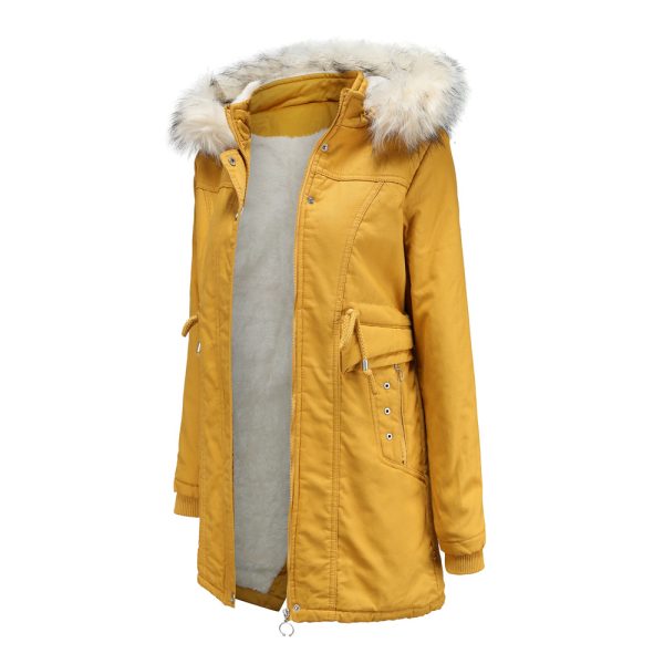 Fleece Mid-Length Overcoat with Detachable Hat for Women - Image 2