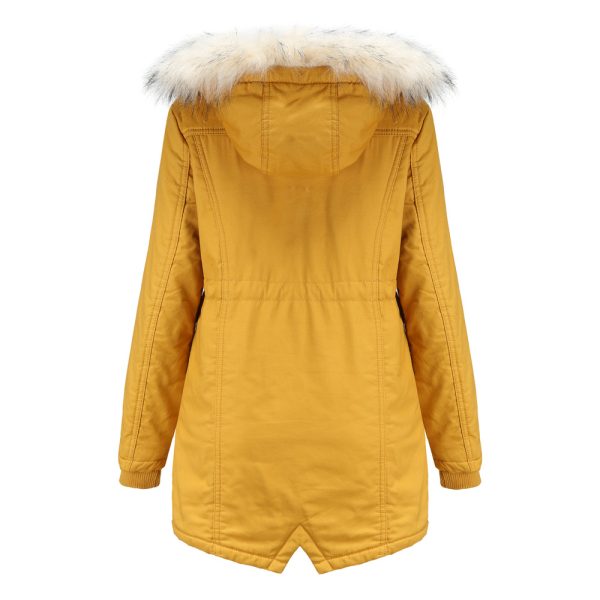 Fleece Mid-Length Overcoat with Detachable Hat for Women - Image 3