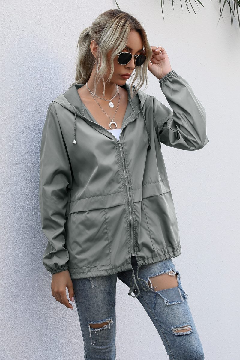 Zipper Hooded Raincoat for Women - Image 6