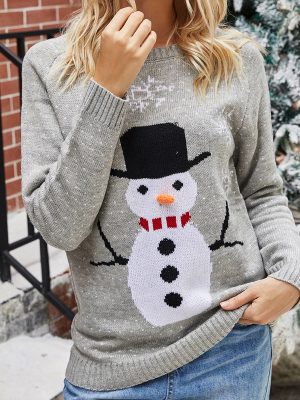 Christmas Snowman Jacquard Pullover