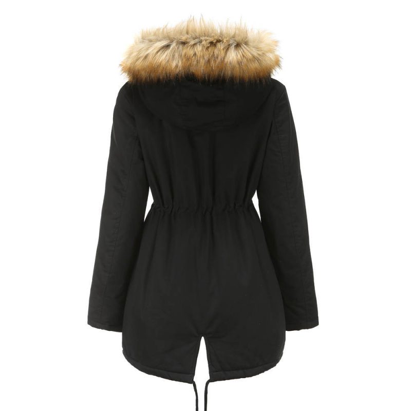 Plus Size Hooded Fleece-Lined Coat with Fur Collar - Image 6