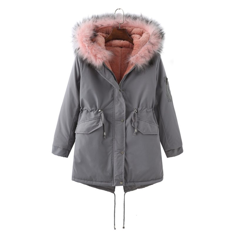 Plus Size Fleece-Lined Thickened Cotton-Padded Coat - Image 2