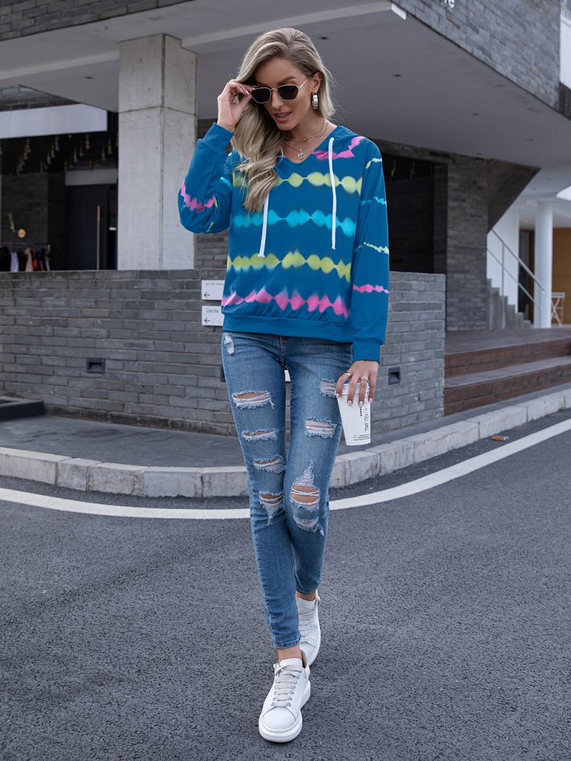 Tie-Dyed Hooded Sweater: Cozy Gradient Color Top - Image 7