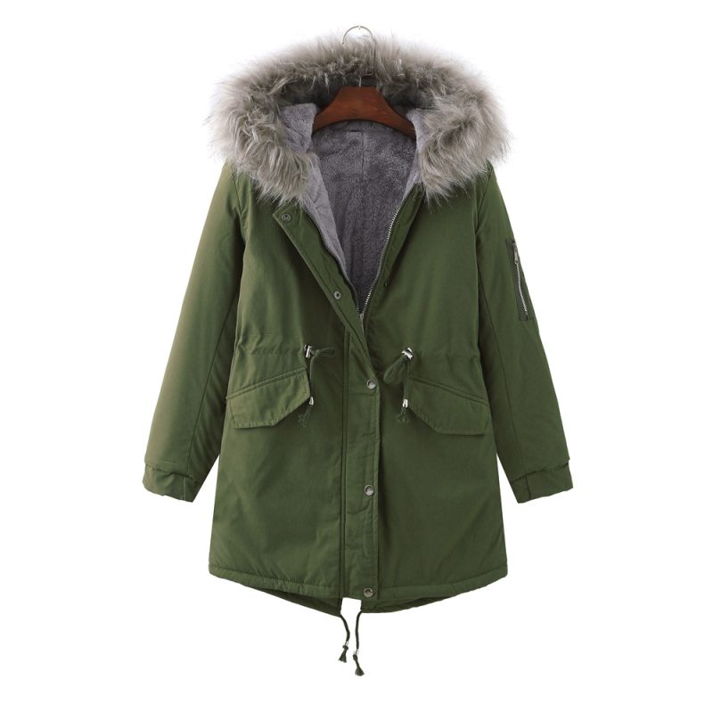 Plus Size Fleece-Lined Thickened Cotton-Padded Coat - Image 4