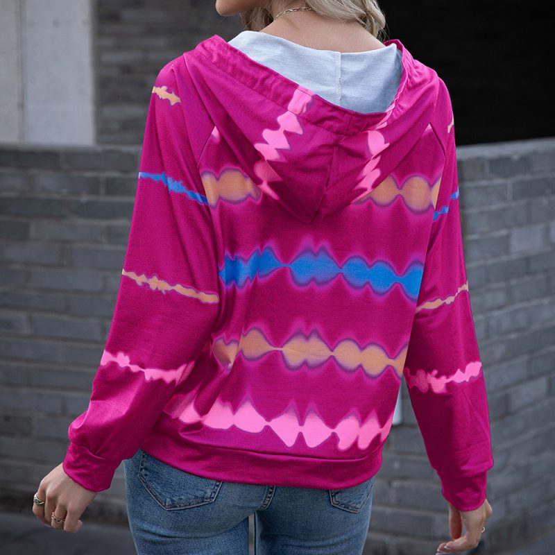 Tie-Dyed Hooded Sweater: Cozy Gradient Color Top - Image 3